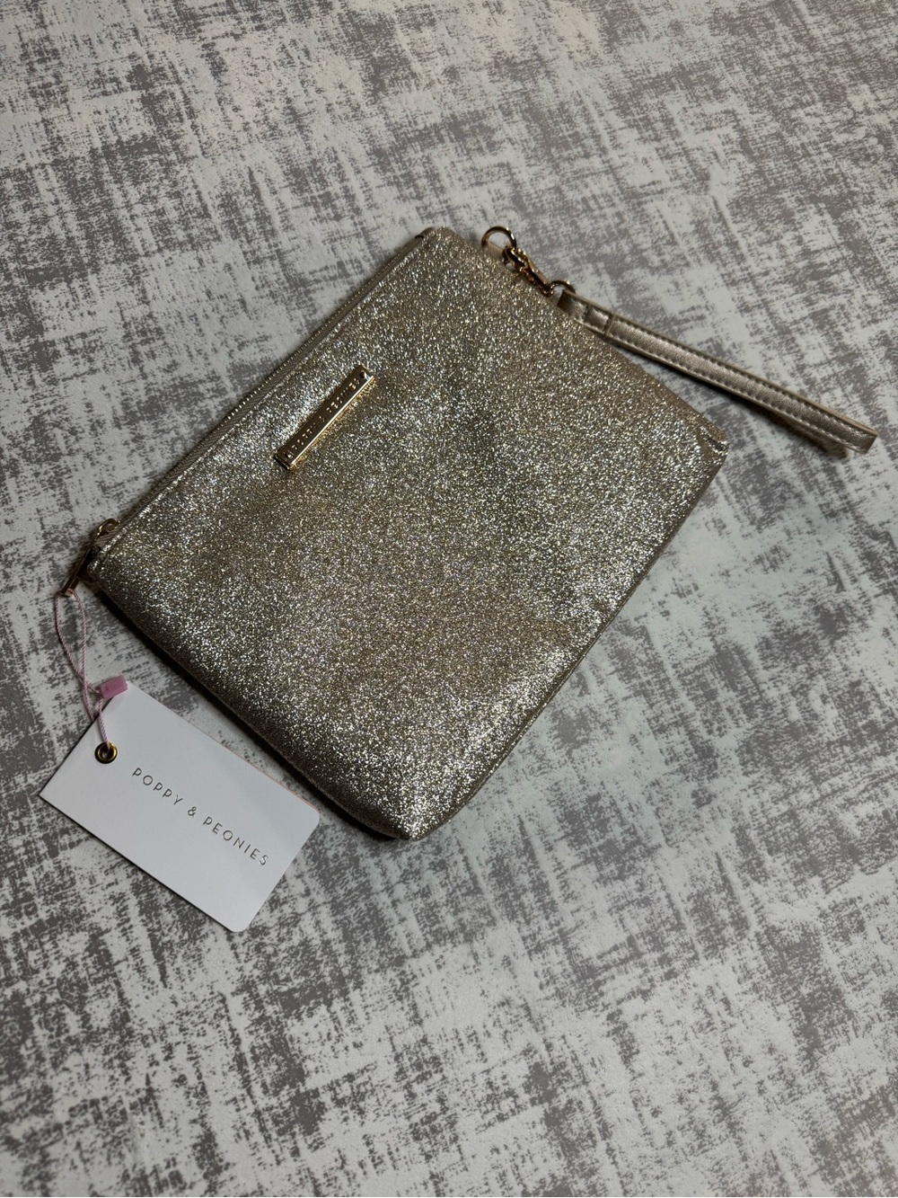 Poppy & Peonies Sparkling Gold Wristlet Clutch